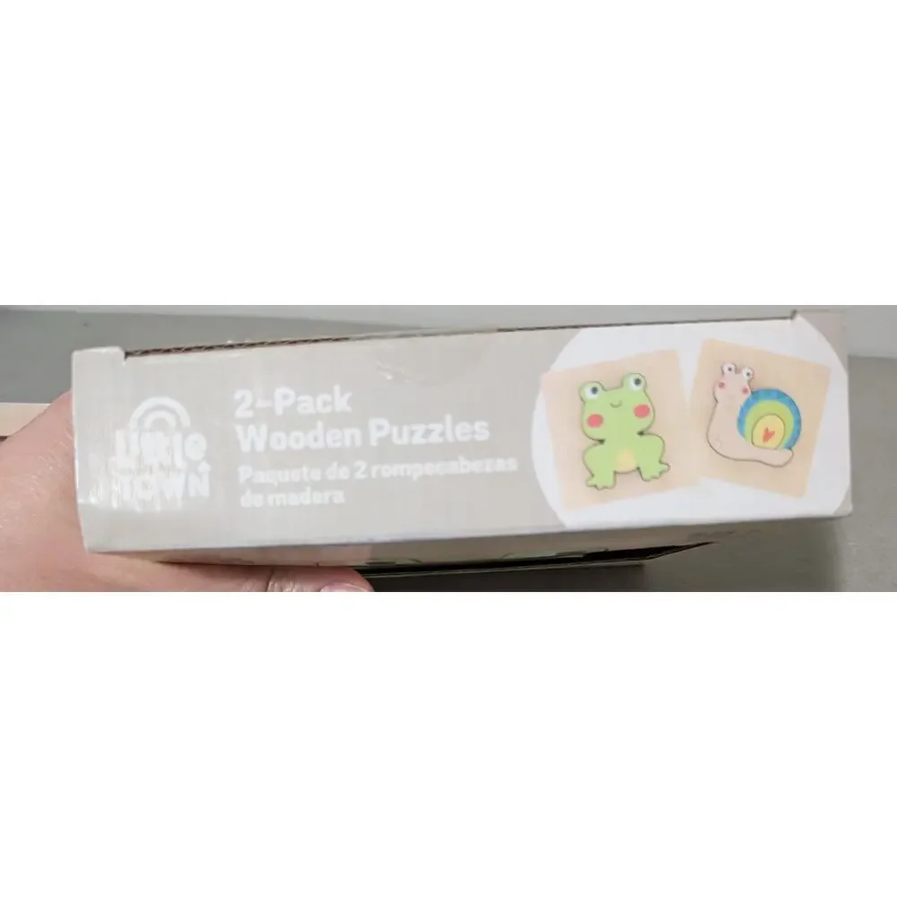 Little Town Frog & Snail Wooden Puzzles New in Box 18 month+ baby learning toy